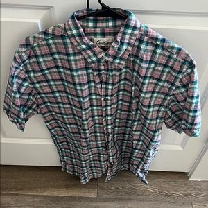 Casual Heritage Plaid Button Down Shirt - Pink, Green, Blue